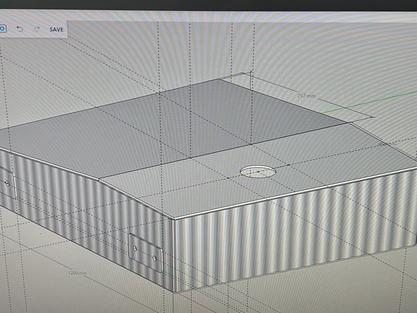 Cropped CAD drawing of an aluminium gangway step prepared for fabrication