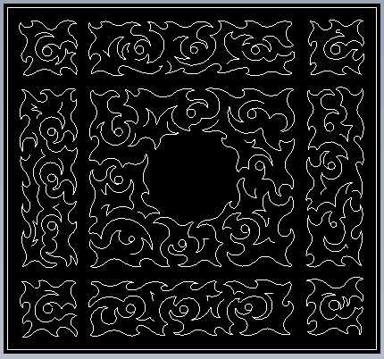 Digital CNC production drawing developed from the decorative hand sketch