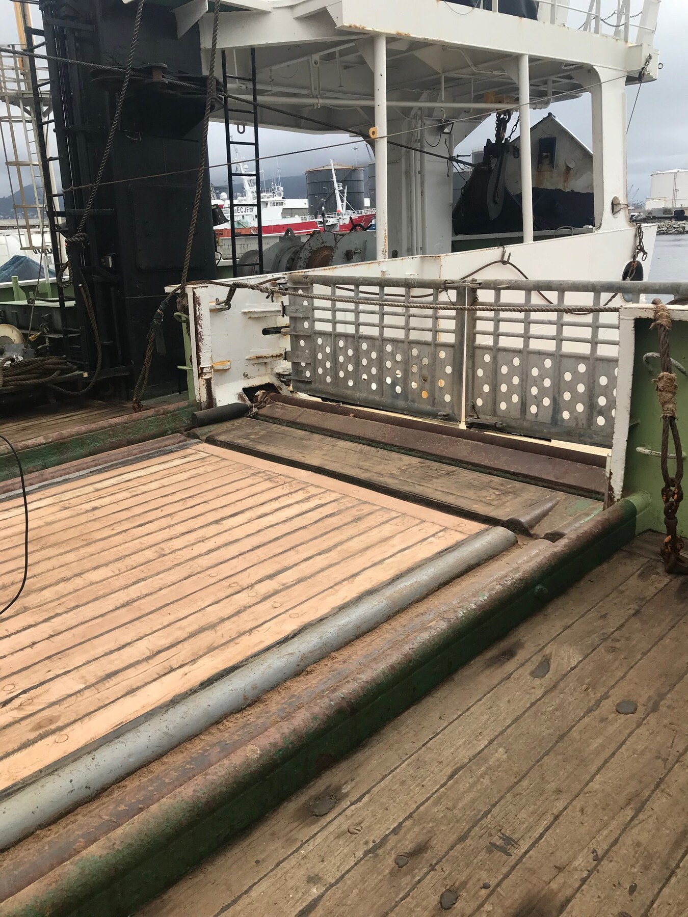 Completed renewed wooden working deck onboard Africana