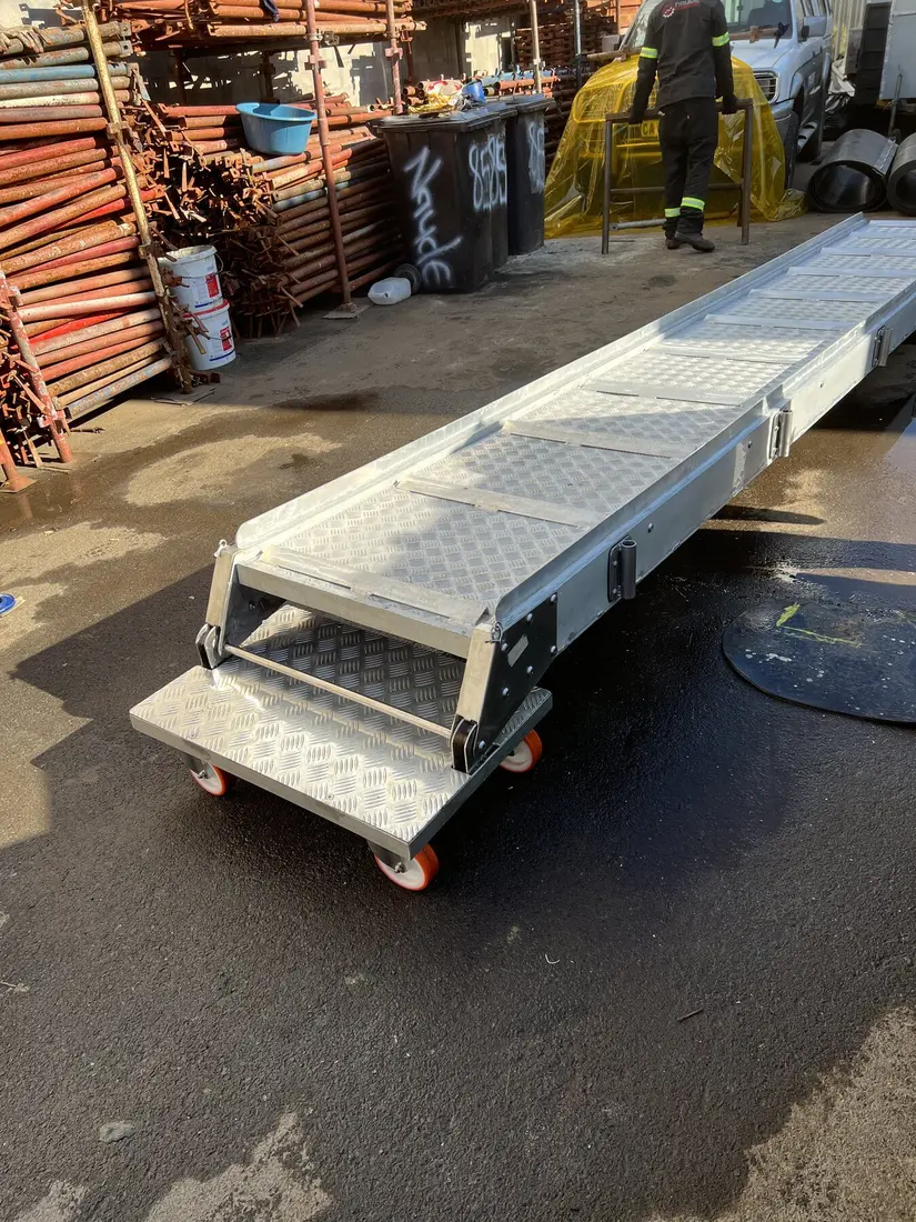 Custom aluminium gangway fabricated for marine service