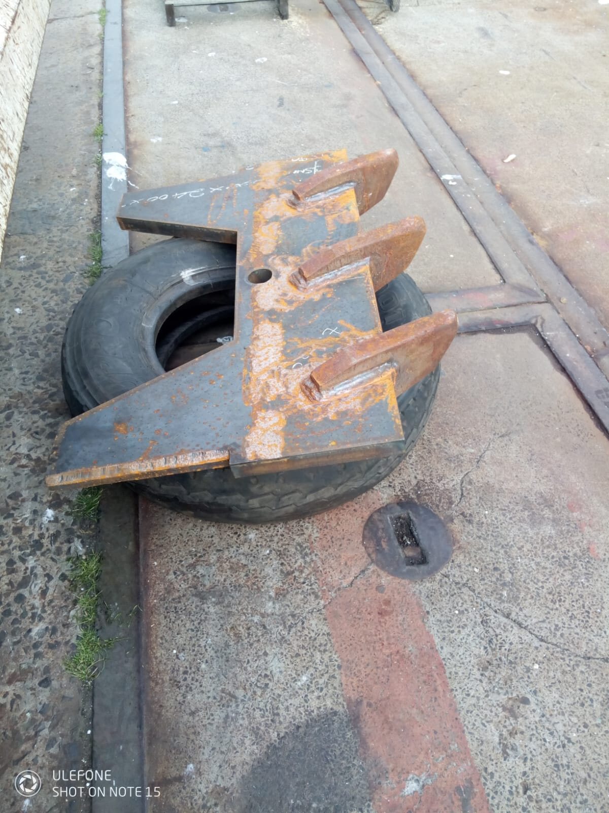 Completed replacement 35 millimetre marine plough plate with attachment details