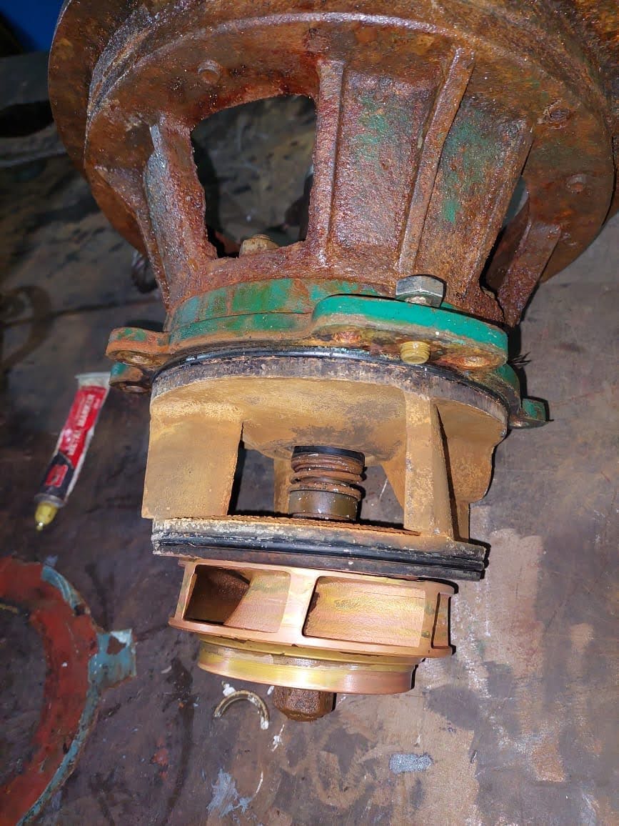 Pump dismantled into casing, seal and impeller assemblies
