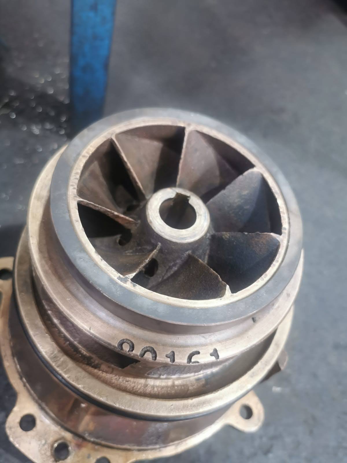 Pump impeller and rotating assembly inspected during overhaul