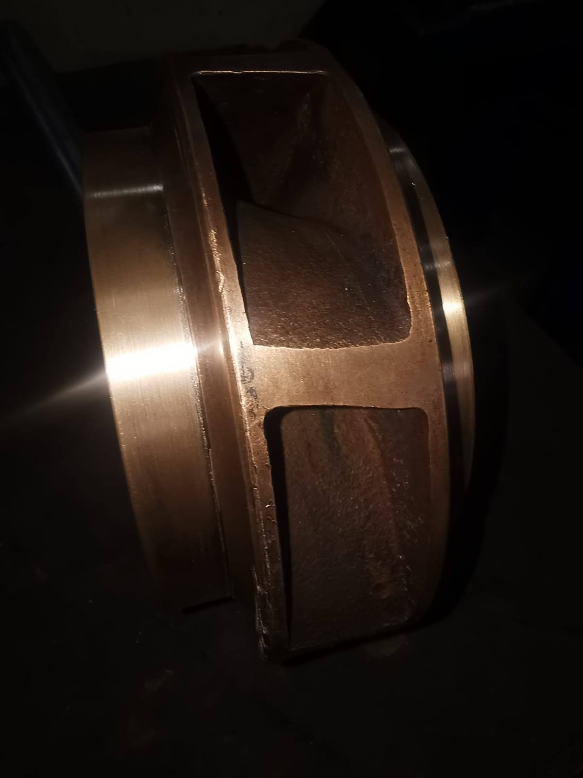 Machined pump component surface following repair work