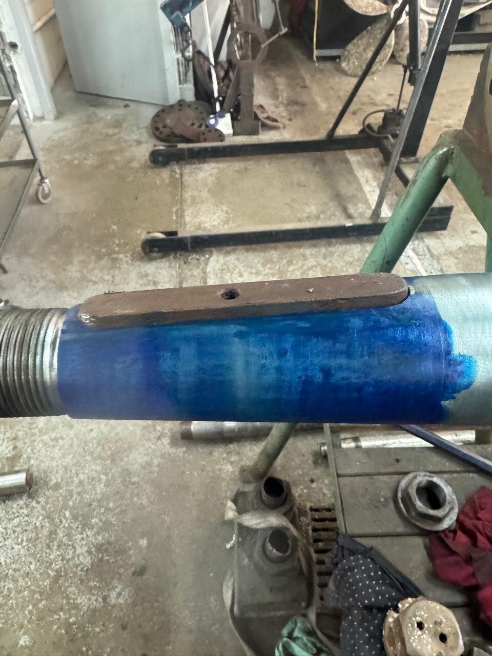 Engineer's blue applied to a vessel tailshaft taper for contact checking